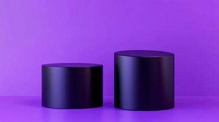 Aufkleber - Two black cylindrical podiums on purple background.