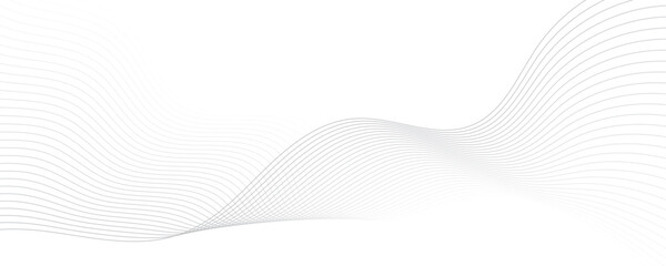 Poster - abstract gray wave dynamic curve lines on transparent background with flowing particles. digital ene