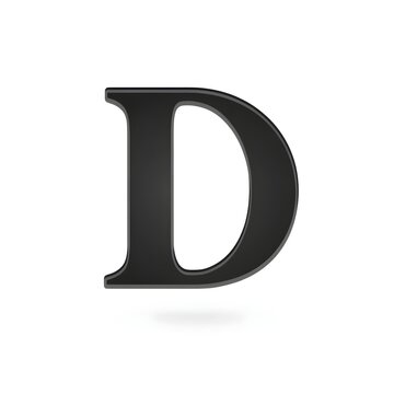 Minimal flat stylish D icon, black and white, AI generation