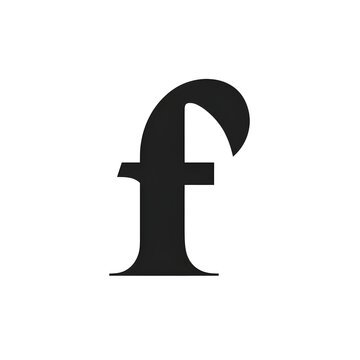 Minimal flat stylish F icon, black and white, AI generation