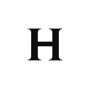 Minimal flat stylish H icon, black and white, AI generation