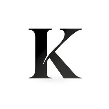 Minimal flat stylish k icon, black and white, AI generation