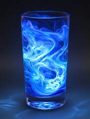 Poster - Illuminated fluid motion within transparent glass container abstract artwork