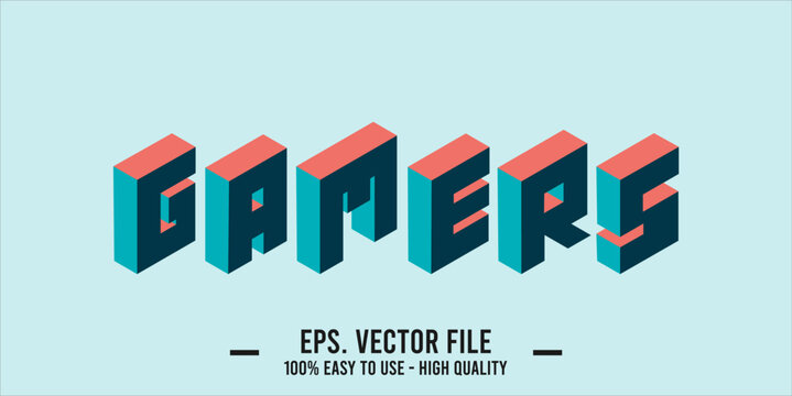 typography GAMERS word art illustration, editable text effect