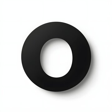 Minimal flat stylish O icon, black and white, AI generation