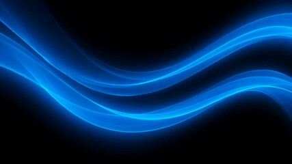 Poster - Abstract Blue Light Waves Flowing on Black Background Animation