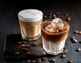 refreshing summer beverage a duo of chilled latte coffees served with ice