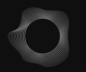 Poster - Round curved frame with dynamic wavy stripes