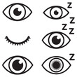 © firoz - Outline eye icons. Open and closed eyes images, sleeping eye shapes with eyelash, vector supervision and searching signs. with white background