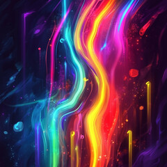 Poster - Colorful Light Streaks Abstract Background with Dark Space and Bright Energy