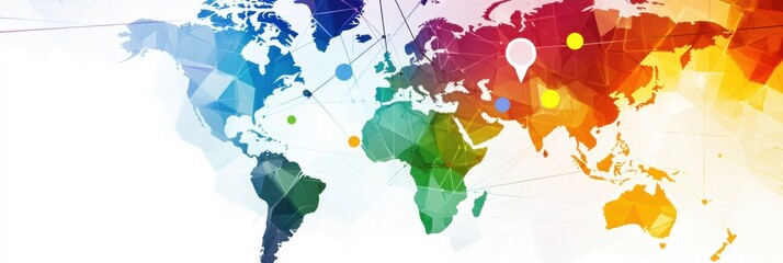 Poster - Colorful travel map showcasing exciting destinations with bright pins marking travel spots in a modern digital aesthetic