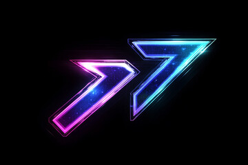 Poster - Neon Arrows Pointing Upward with Galaxy Effect on Black Background