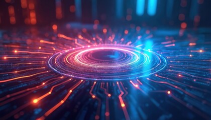 Aufkleber - Digital tech abstract background illustration highlights system resilience. Modern data protection, cloud computing concept. Network infrastructure, cybersecurity, innovation, risk assessment,