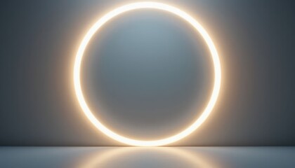 Poster - Illuminated circular design studio environment graphic art modern aesthetic creative concept minimalist approach for enhanced visual appeal