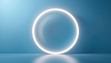 Poster - Dynamic neon circle installation urban gallery digital art contemporary space close-up modern design