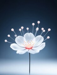 Poster - Translucent Aquatic Bloom: Microscopic Flower - Delicate, ethereal bloom; symbolizes purity, fragility, hidden beauty, renewal, and microscopic wonder