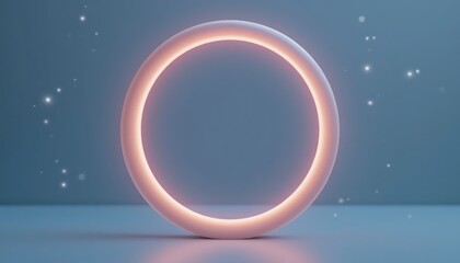 Poster - Creating a dreamy neon circle animation studio setting 3d digital art minimalist environment close-up view modern aesthetic for visual impact