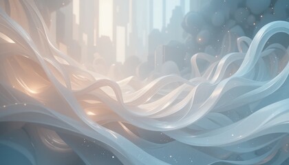 Poster - Flowing abstract patterns digital art ethereal environment surreal viewpoint conceptual design for modern aesthetics