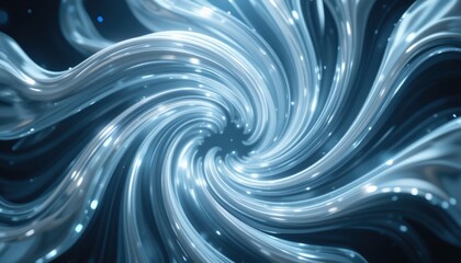Poster - Dynamic swirling motion of shimmering silver waves abstract concept digital art high-tech environment close-up viewpoint