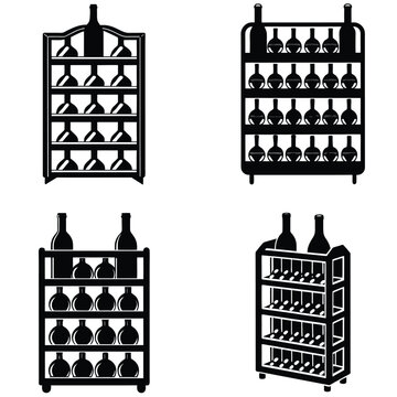 Wine Rack Vector Shilhouette Bundle Set Collection