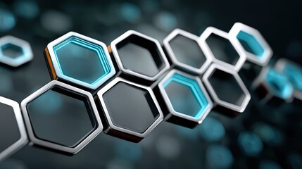 Poster - Dynamic hexagonal structures abstract environment 3d render digital art futuristic concept