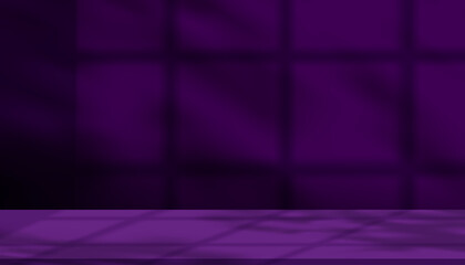 Leinwandbilder - Purple Background,Shadow and Light effect on Wall Studio Room.Empty Dark Violet Backdrop Studio Background for product presentation,Vector 3D Ivy Display Podium Design with blurry window frame on wall