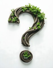 Leinwandbilder - A question mark crafted from intertwined branches and lush green leave