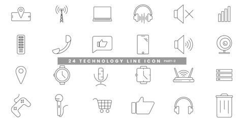technology line icons collection set in a flat design.