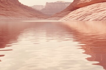Aufkleber - Soft ripples reflect natural elegance at a calm water surface in a serene landscape during golden hour