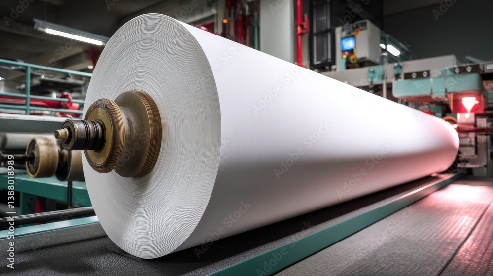 Blank paper roll in large printer format inkjet machine for industrial ...