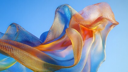 Wall Mural - An abstract artistic depiction of billowing transparent mesh fabric