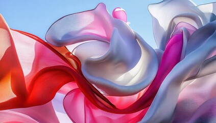 Wall Mural - colorful and flowing fabric gently moving in the sunlight