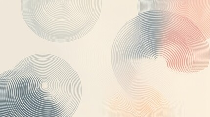 Fototapete - Seamless geometric pattern featuring thin-lined circles in soft neutral gradients creating a modern minimalistic aesthetic
