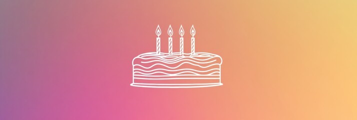Poster - Elegant logo featuring a birthday cake with candles set against a soft pastel gradient background for festive celebrations