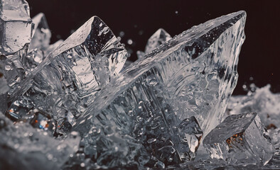 Poster - Large piece of ice with a lot of water droplets on it. The ice is in the shape of a pyramid