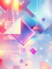 Fototapete - Floating geometric elements create a sleek digital abstract background representing work-from-home and futuristic technology vibes