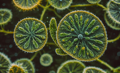 Poster - Close up of a plant with many green leaves. The leaves are small and have a yellowish tint