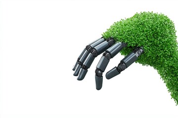 Poster - Advanced Robotics Mechanical Arm Assembling Microchips with Unique Green Texture Background