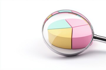 Poster - Detailed Analysis of Profit Using 3D Pie Chart with Magnifying Glass for Clarity and Insight