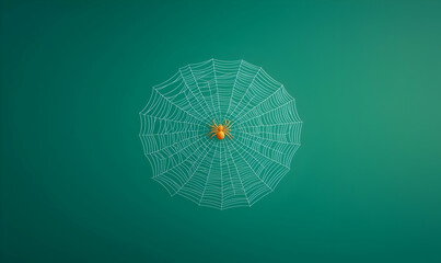 Poster - Intricate Spider Web on Dark Background with Spider in Center