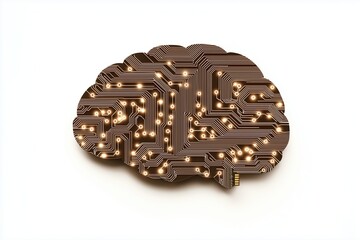 Poster - AI Technology Concept with Glowing Brain Chip and Digital Connection Circuitry Design for Future Innovations