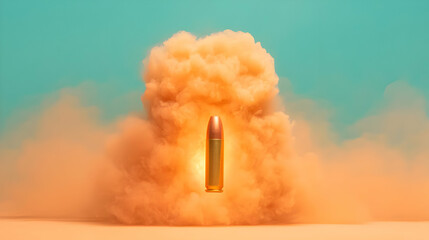 Poster - Artistic Macro Photography of Spent Cartridge with Smoke Background