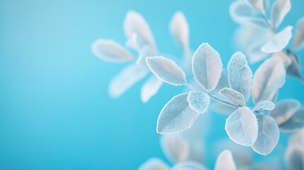 Poster - close-up of winter garden plants with delicate frost-covered leaves glistening in soft morning light