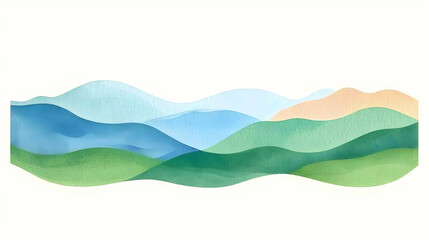 Poster - Soft Watercolor Landscape with Gentle Curves and Subtle Hues