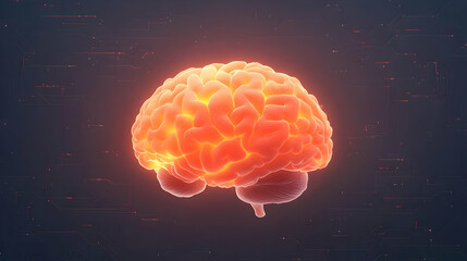 Poster - Digital Brain Illustration Representing Neural Networks and Learning