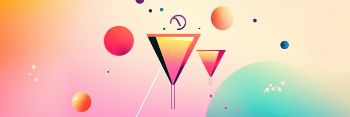 Poster - Sleek modern party logo featuring abstract celebratory icons with vibrant colors and minimalistic typography for an energetic event theme