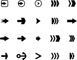 Fototapete - Arrows set. Arrow icon collection. Black arrows isolated on white. Arrow vector icon flat style