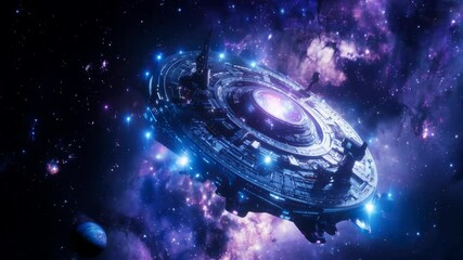 Wall Mural - space abstract si fi background with abstract spaceship in cosmos