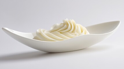 Poster - Pale cream with a subtle swirl pattern in a sleek white dish.