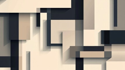 Fototapete - Structured minimalistic pattern with layered shadows creating depth in neutral tones and subtle elegance